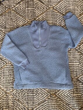 Aerie Sherpa High Neck Blue Pullover Sweater Sz M